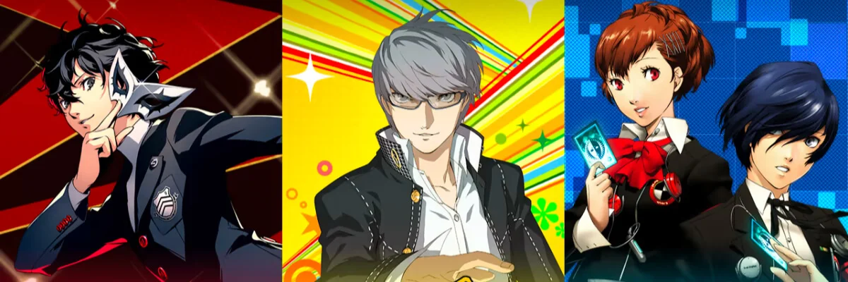 The main characters in Persona 5, Persona 4, and Persona 3.