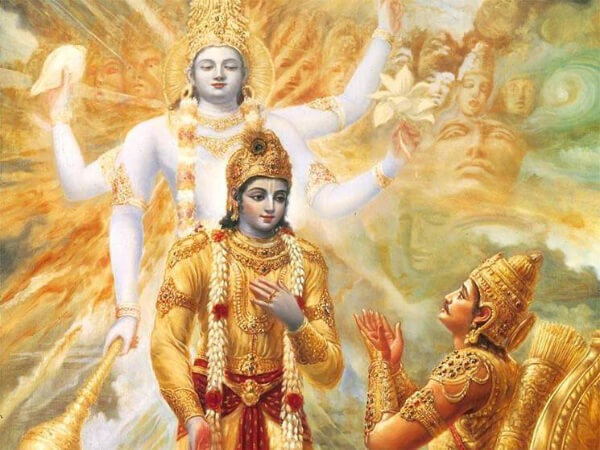 Krishna illuminating Arjuna.